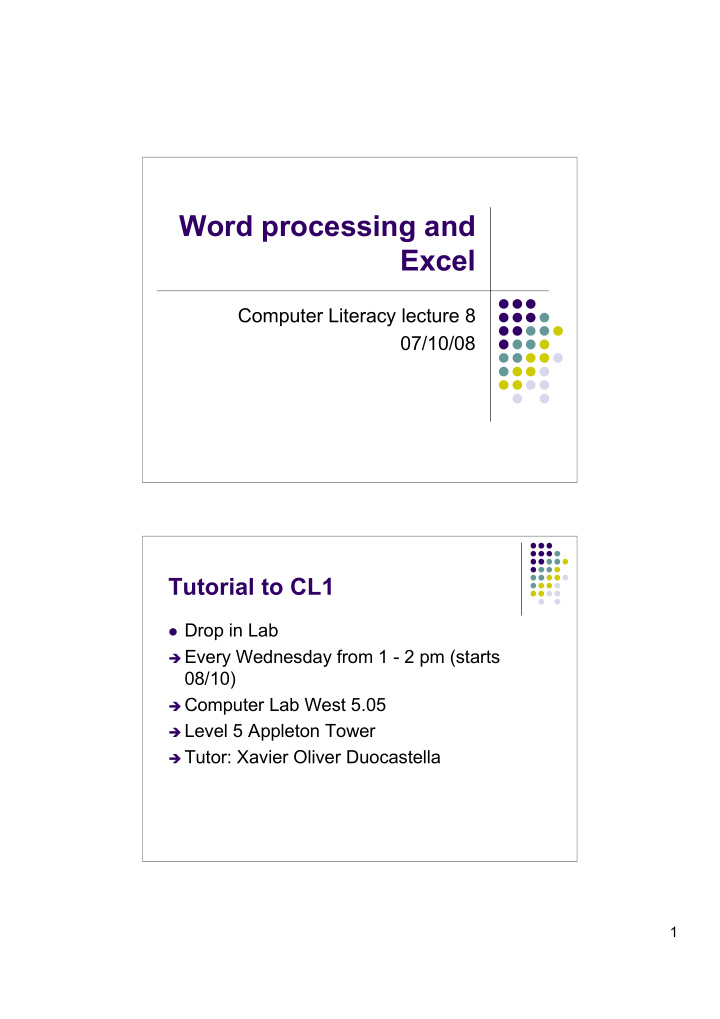 word processing and excel