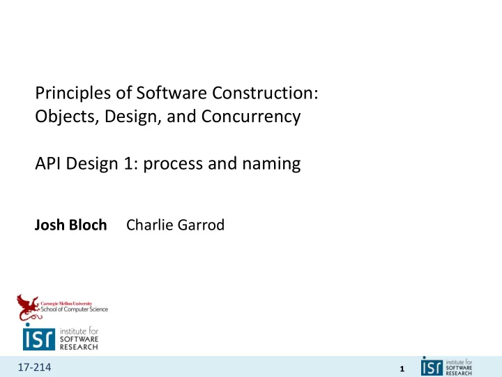principles of software construction objects design and