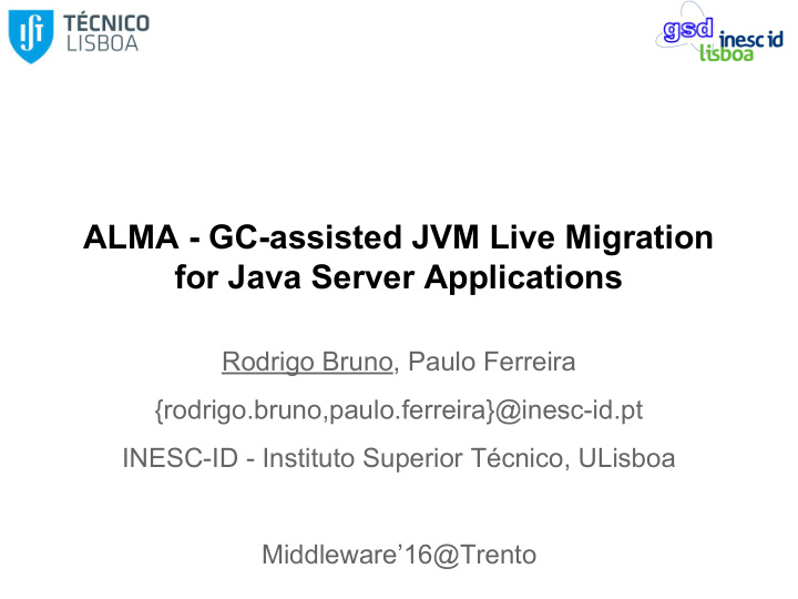 alma gc assisted jvm live migration for java server