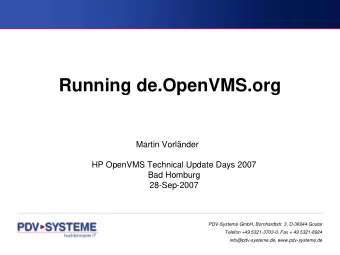 Running de.OpenVMS.org  Martin Vorlnder  HP OpenVMS Technical Update Days 2007  Bad Homburg