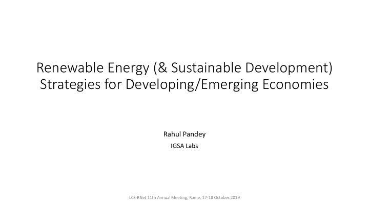 renewable energy sustainable development strategies for