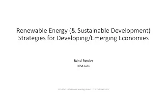 Renewable Energy (&amp; Sustainable Development)  Strategies for Developing/Emerging Economies