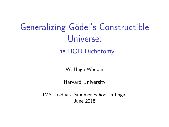 generalizing g odel s constructible universe