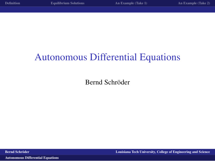autonomous differential equations