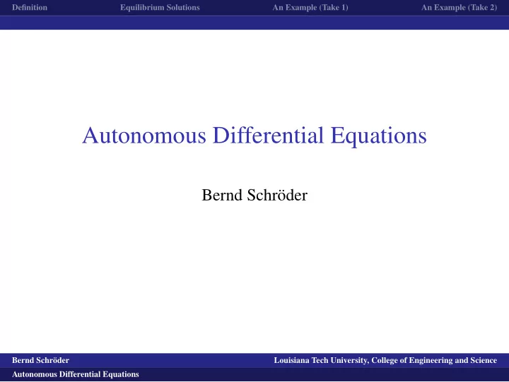 autonomous differential equations