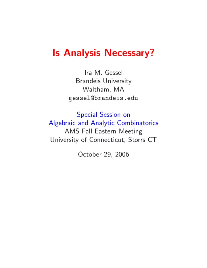 is analysis necessary
