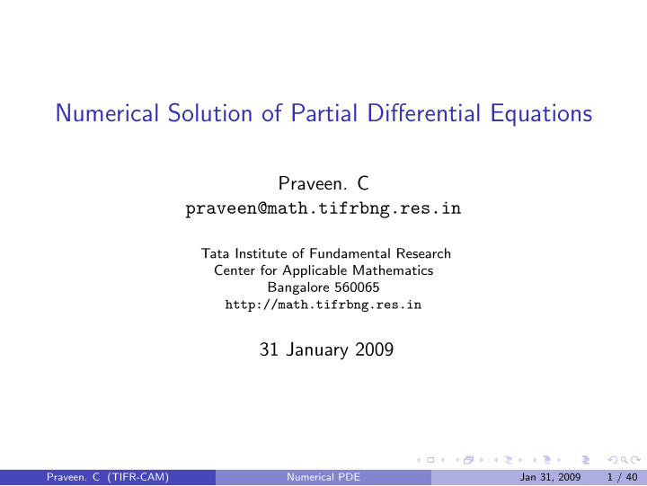numerical solution of partial differential equations