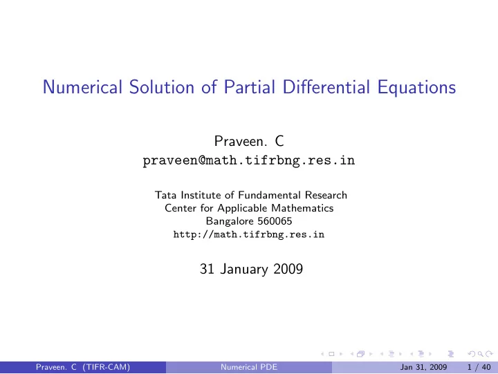 numerical solution of partial differential equations