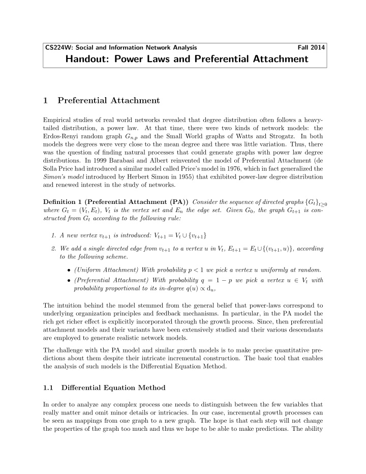 handout power laws and preferential attachment