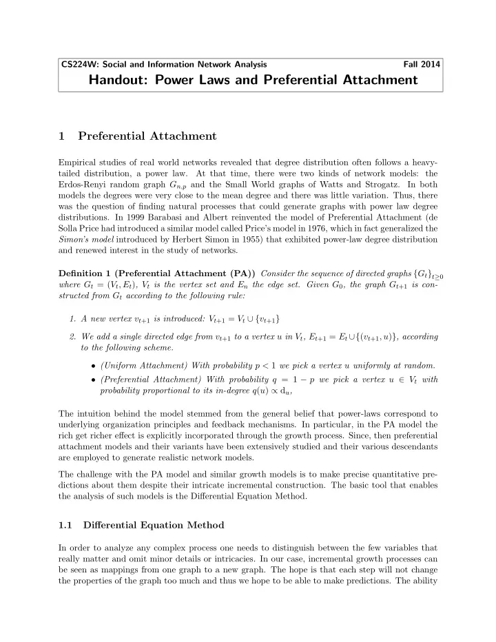 handout power laws and preferential attachment