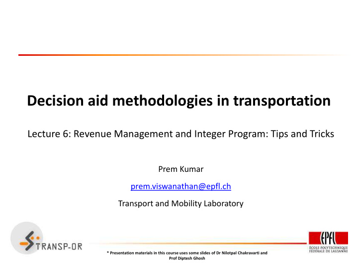 decision aid methodologies in transportation