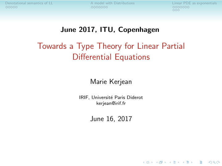 towards a type theory for linear partial differential