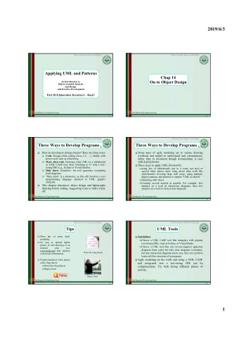 2019/6/3  Object-oriented Analysis and Design  Object-oriented Analysis and Design  Applying UML