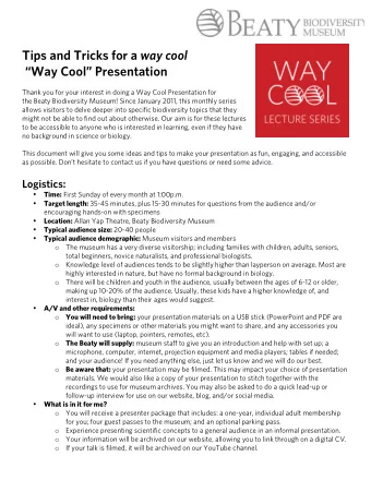 Tips and Tricks for a way cool  Way Cool Presentation    Thank you for your interest in