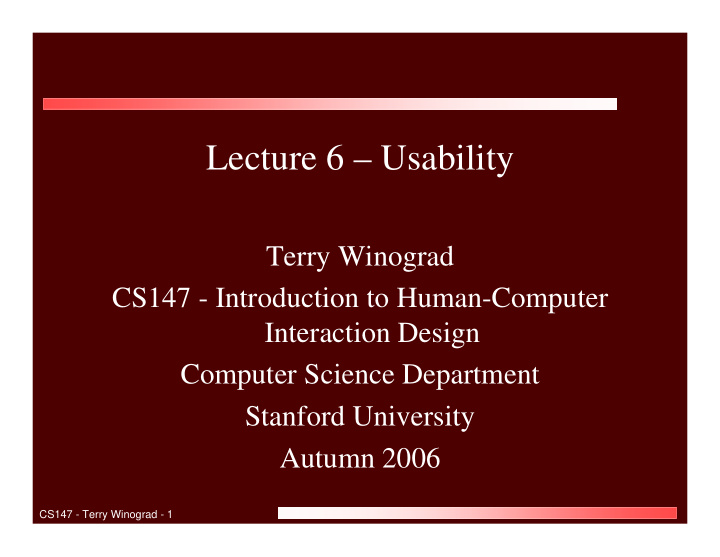 lecture 6 usability