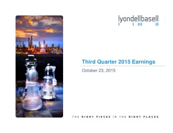 Third Quarter 2015 Earnings  October 23, 2015  Cautionary Statement  The statements in this