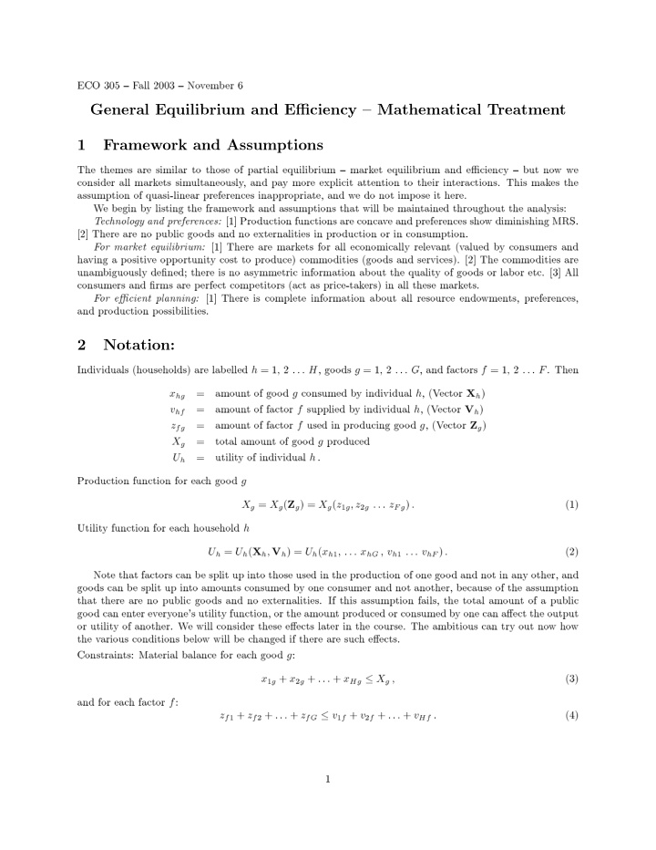 general equilibrium and efficiency mathematical treatment