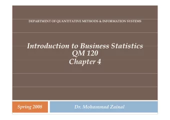 Introduction to Business Statistics  Introduction to Business Statistics  QM 120  Ch  Chapter 4  t