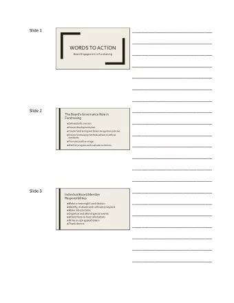 WORDS TO ACTION  ___________________________________  Board Engagement in Fundraising