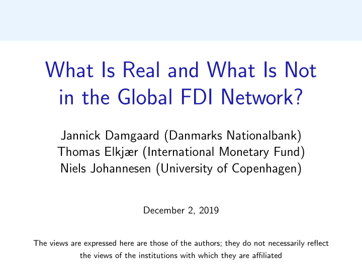 what is real and what is not in the global fdi network