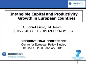 Growth in European countries  C. Jona-Lasinio,  M. Iommi  (LUISS LAB OF EUROPEAN ECONOMICS)
