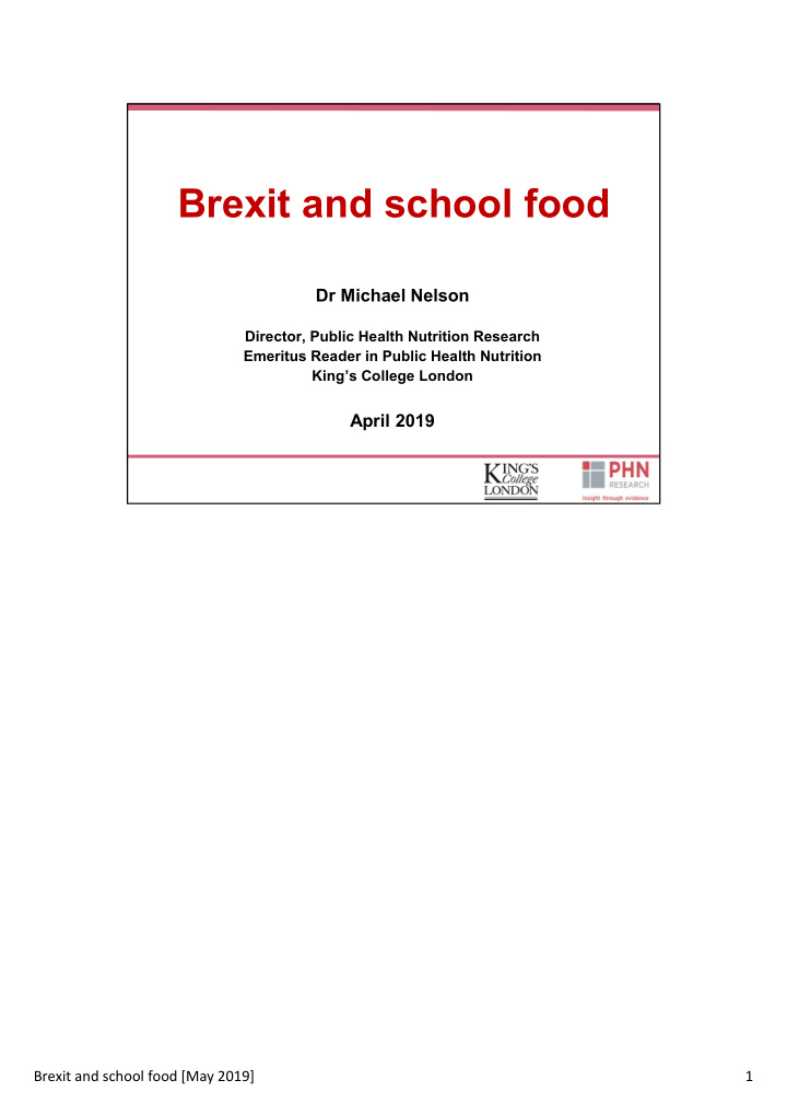 brexit and school food
