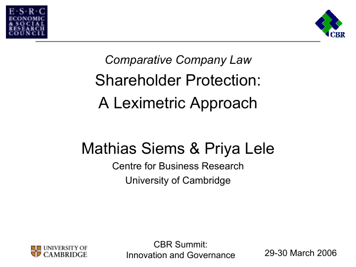 shareholder protection a leximetric approach mathias