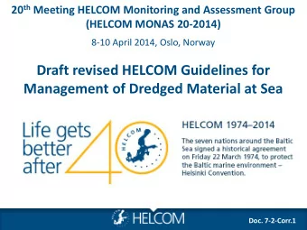 Management of Dredged Material at Sea Doc. 7-2-Corr.1  HELCOM requirements on disposal of dredged
