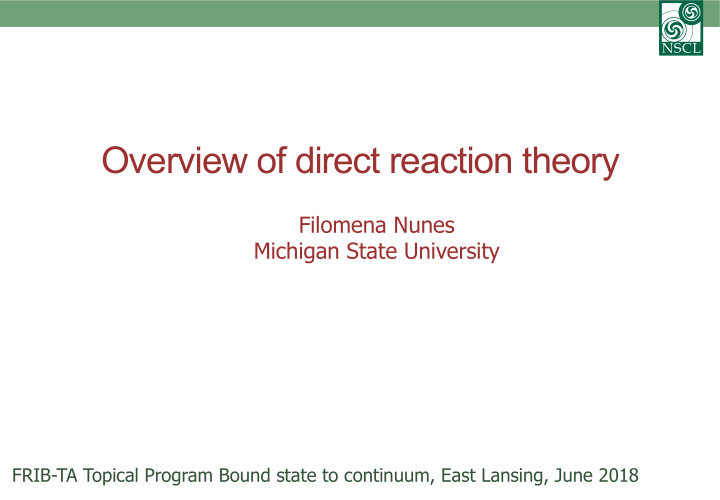 overview of direct reaction theory