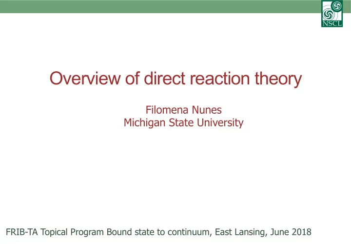 overview of direct reaction theory