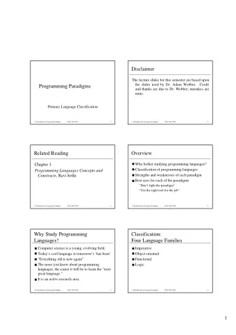 Disclaimer  The lecture slides for this semester are based upon  the slides used by Dr. Adam