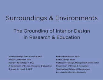Surroundings &amp; Environments  The Grounding of Interior Design  in Research &amp; Education