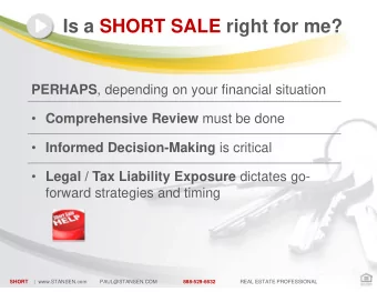 Is a SHORT SALE right for me? PERHAPS , depending on your financial situation  Comprehensive