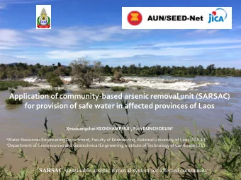 Keoduangchai KEOKHAMPHUI 1 , Pich BUNCHOEUN 2 1 Water Resources Engineering Department, Faculty of