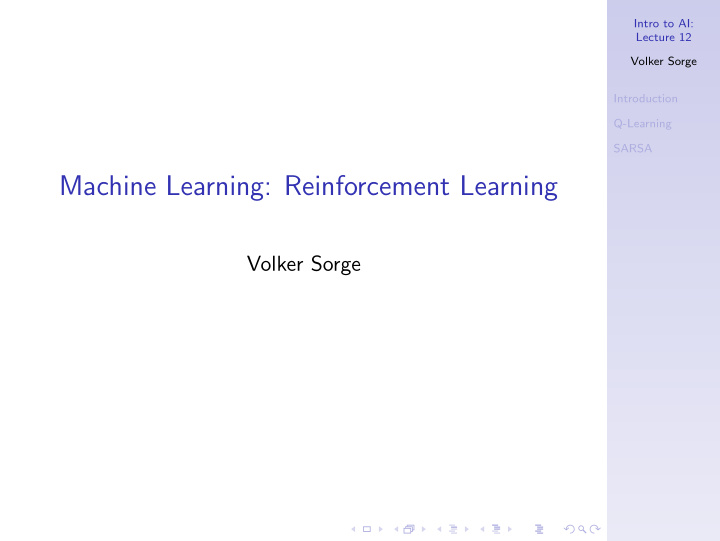 machine learning reinforcement learning