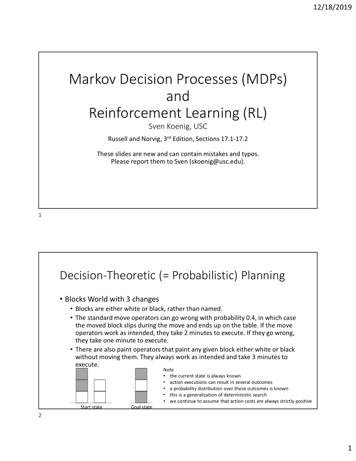 markov decision processes mdps and reinforcement learning