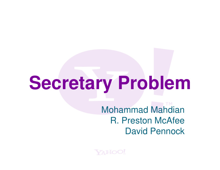 secretary problem secretary problem