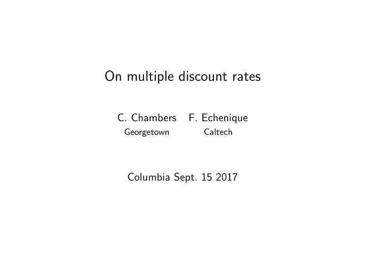on multiple discount rates