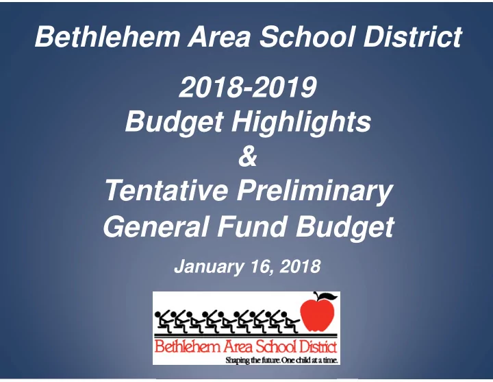 bethlehem area school district 2018 2019 budget