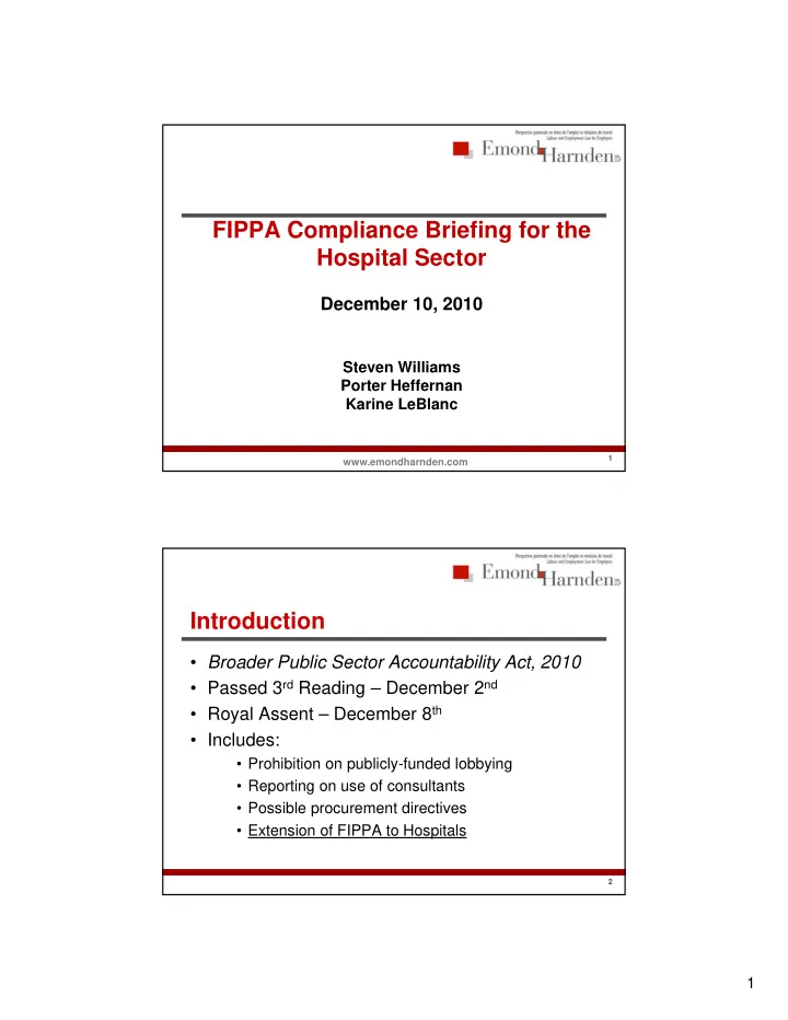 fippa compliance briefing for the p g hospital sector
