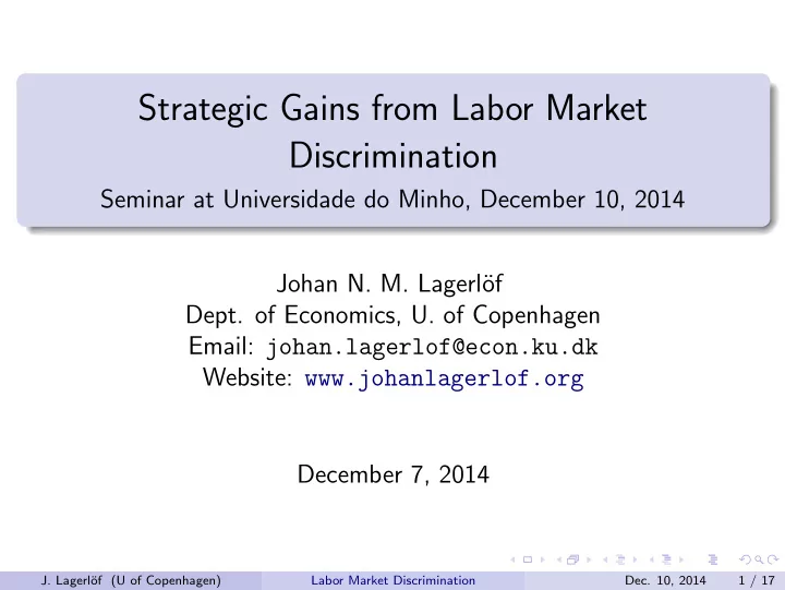 strategic gains from labor market discrimination