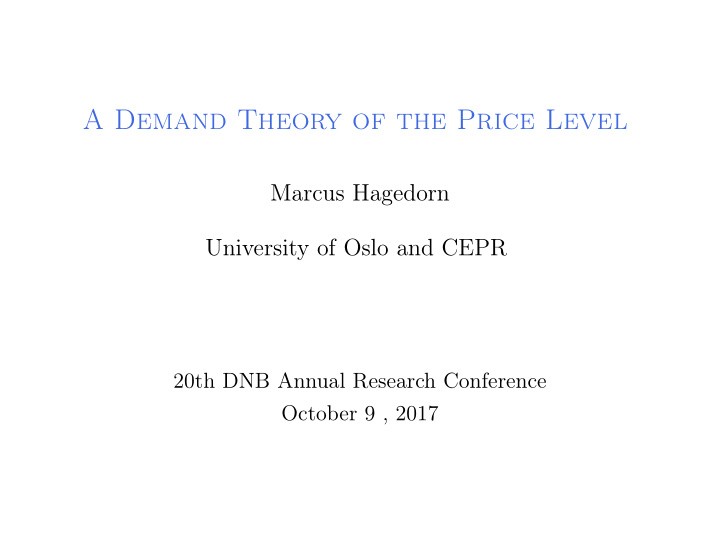 a demand theory of the price level