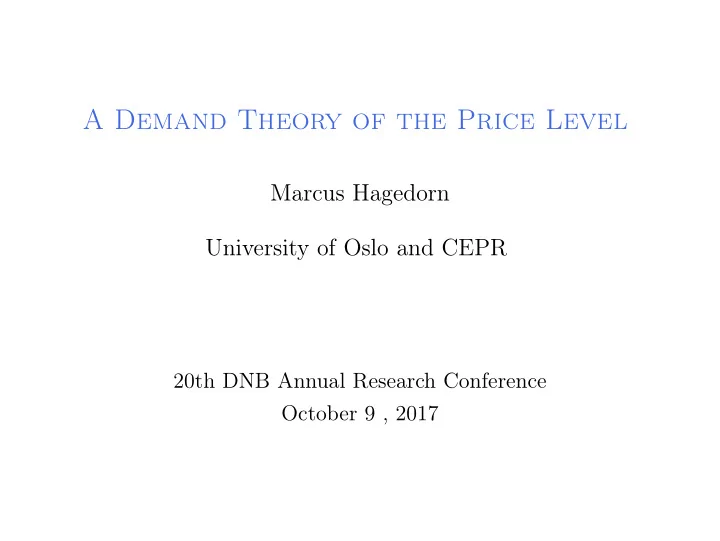 a demand theory of the price level