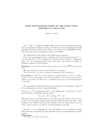 SOME NONSTANDARD NOTES ON THE FIXED POINT  PROPERTY IN THE PLANE  STEVEN C. LETH  1  Note:  This is