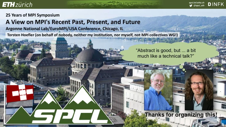 a view on mpi s recent past present and future