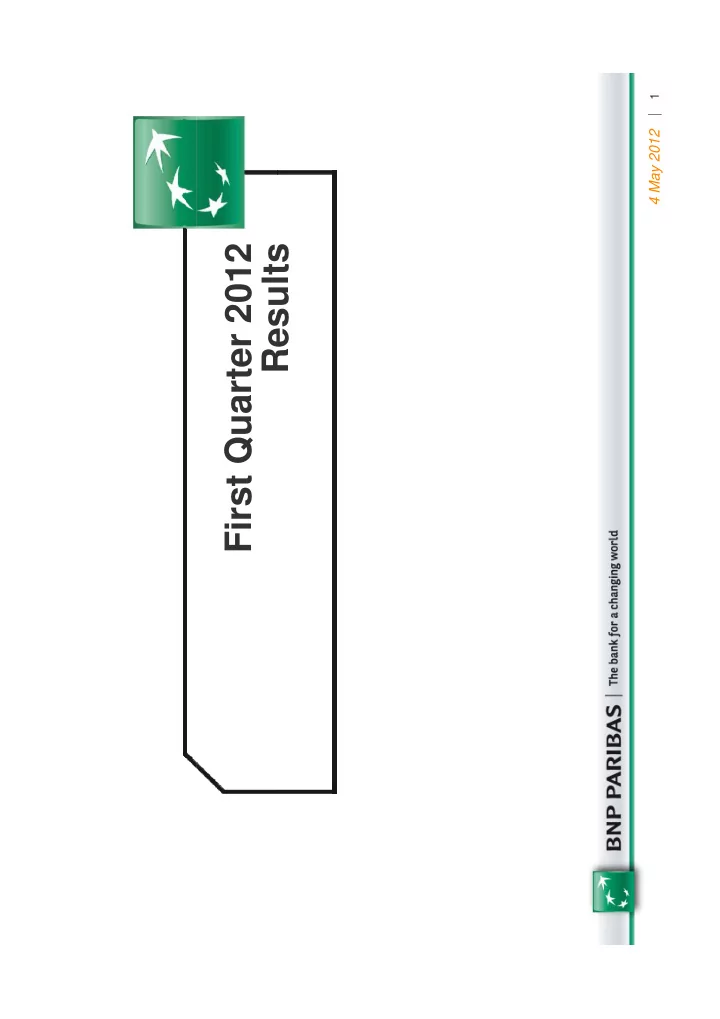 first quarter 2012 results results disclaimer