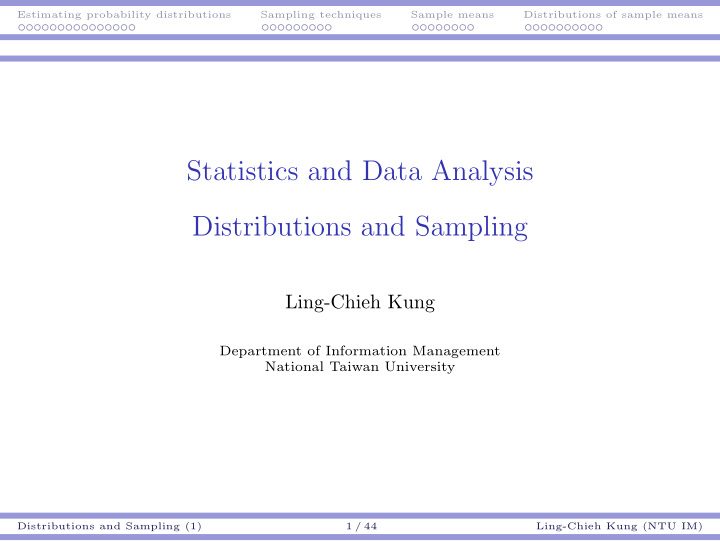 statistics and data analysis distributions and sampling