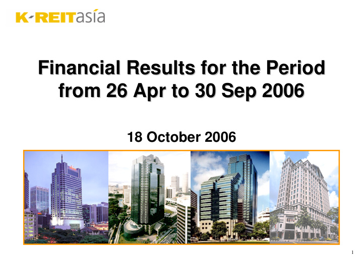 financial results for the period financial results for
