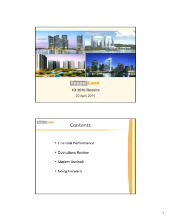 Contents  Financial Performance Financial Performance  Operations Review  Market Outlook