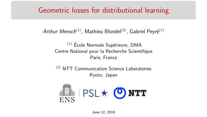 geometric losses for distributional learning